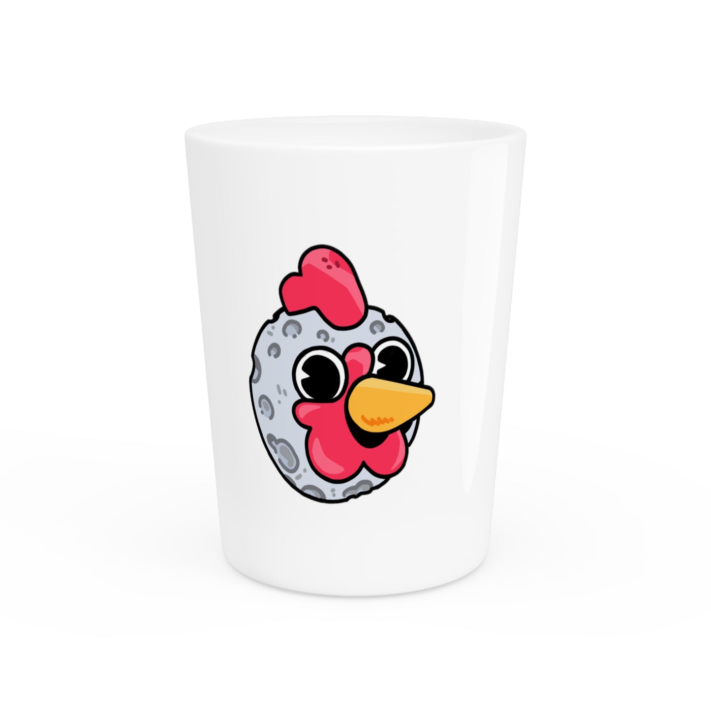 Gravy Fan Art Shot Glass Fan Art COQ Moon Head on White background (0x420 INU Store)