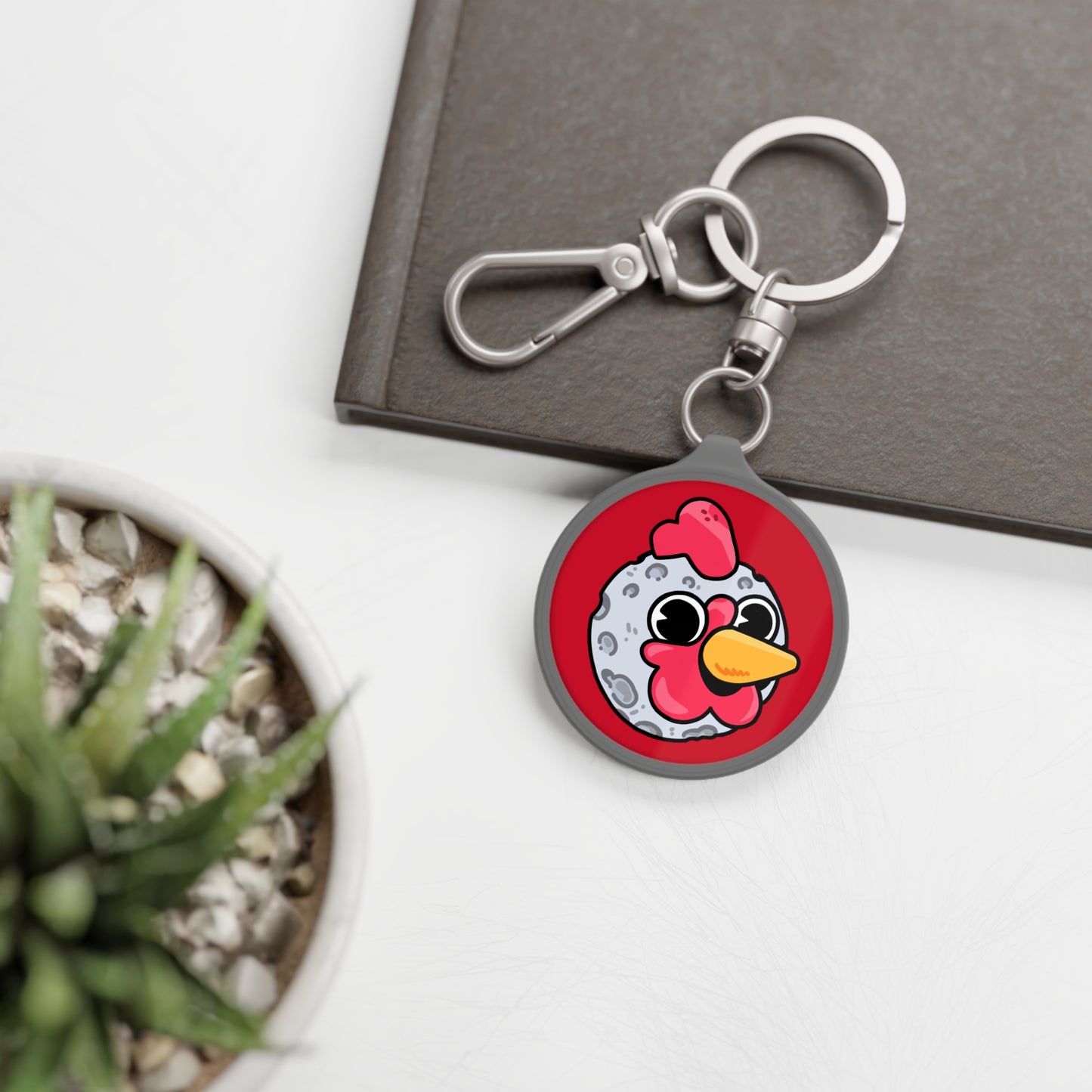 Keyring Tag COQ INU 0x420 Red back ground COQ Moon by Gravy