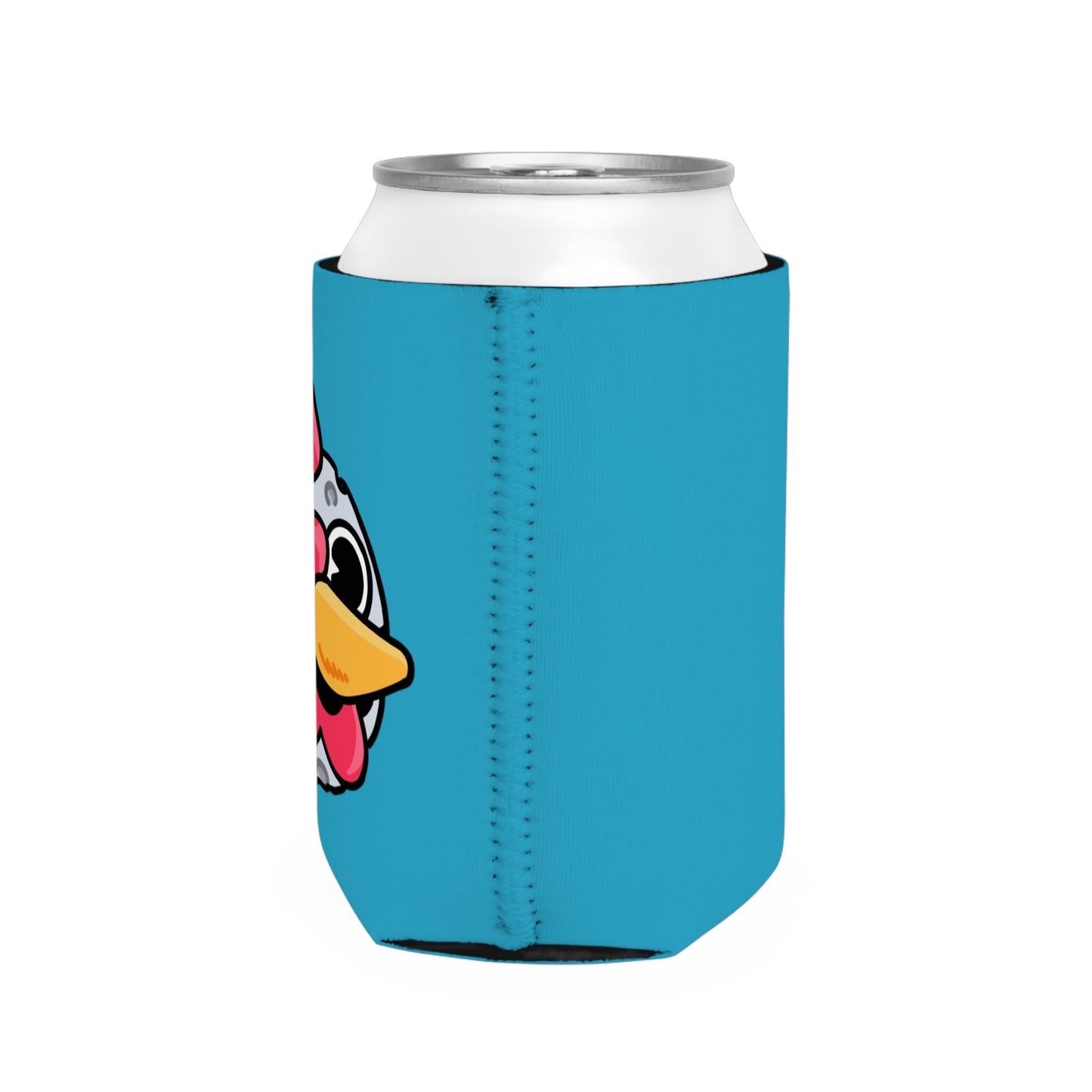 Turquoise Can Cooler Sleeve Fan Art COQ INU Moon Head 0x420 Black Text by Gravy