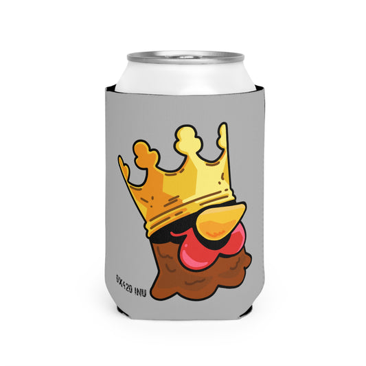 Light Grey Can Cooler Sleeve Fan Art COQ INU Crown Head 0x420 Black Text by Gravy