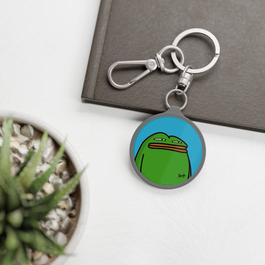 Pepe Portraits Keyring Tag COQ INU 0x420 Turquoise back ground with Numpty Signature # Green 14 by Numpty