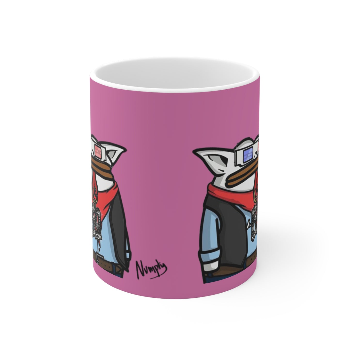 Pepe Portrait Fan Art with Black Numpty Signature as Text; COQ INU 0x420 Pink Print Ceramic Mug 11oz # 69 Accessory