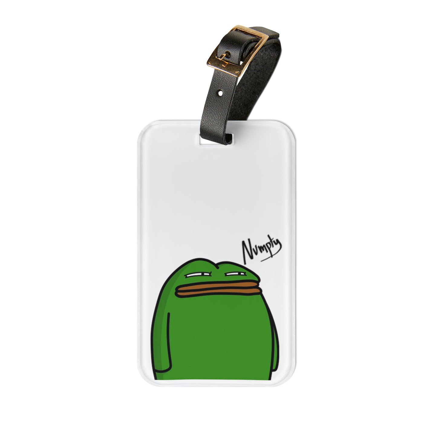 Luggage Tag COQ INU Logo & 0x420 Print by Numpty Pepe Portraits Green