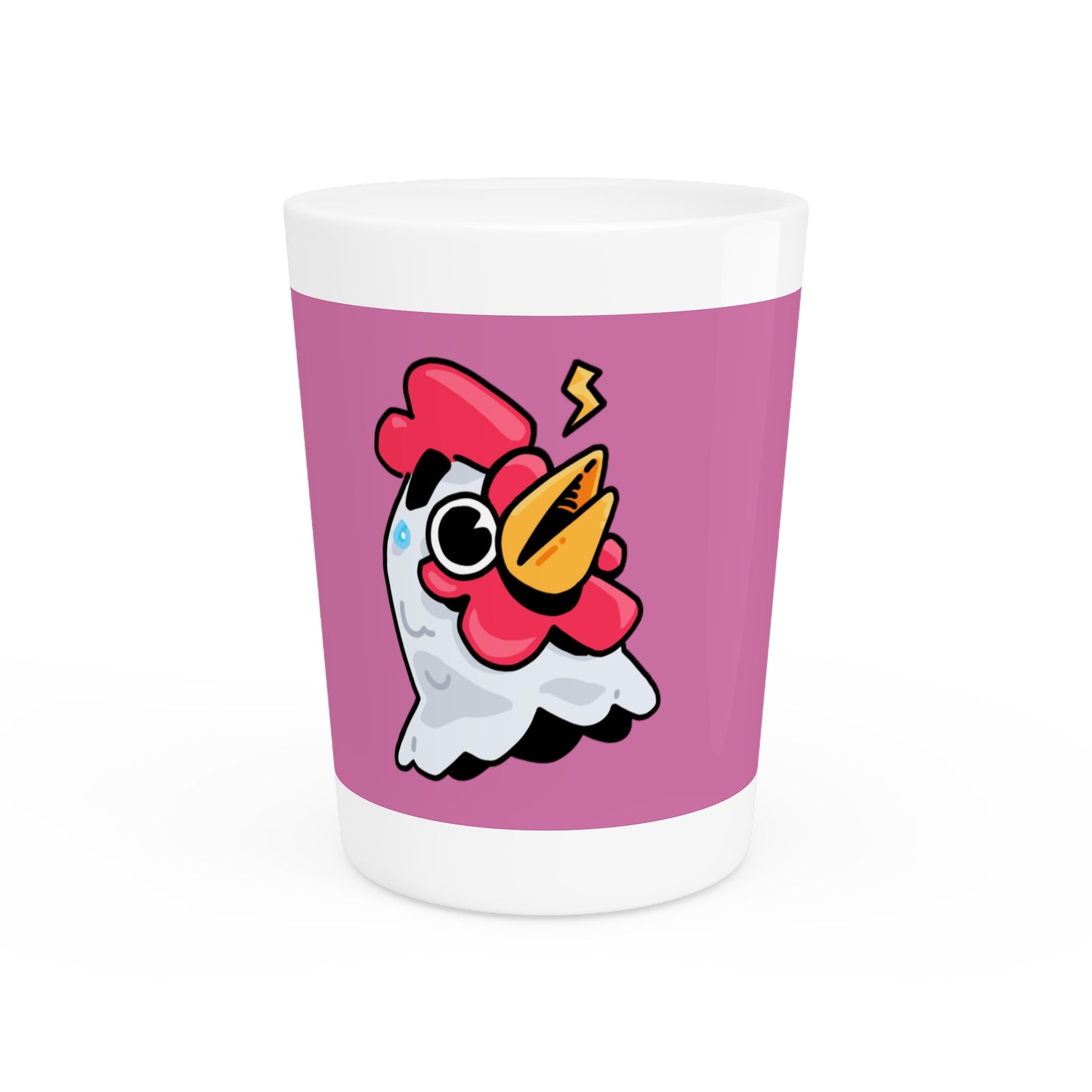 Gravy Fan Art Shot Glass Fan Art COQ Whistle Head on Pink background (0x420 INU Store)