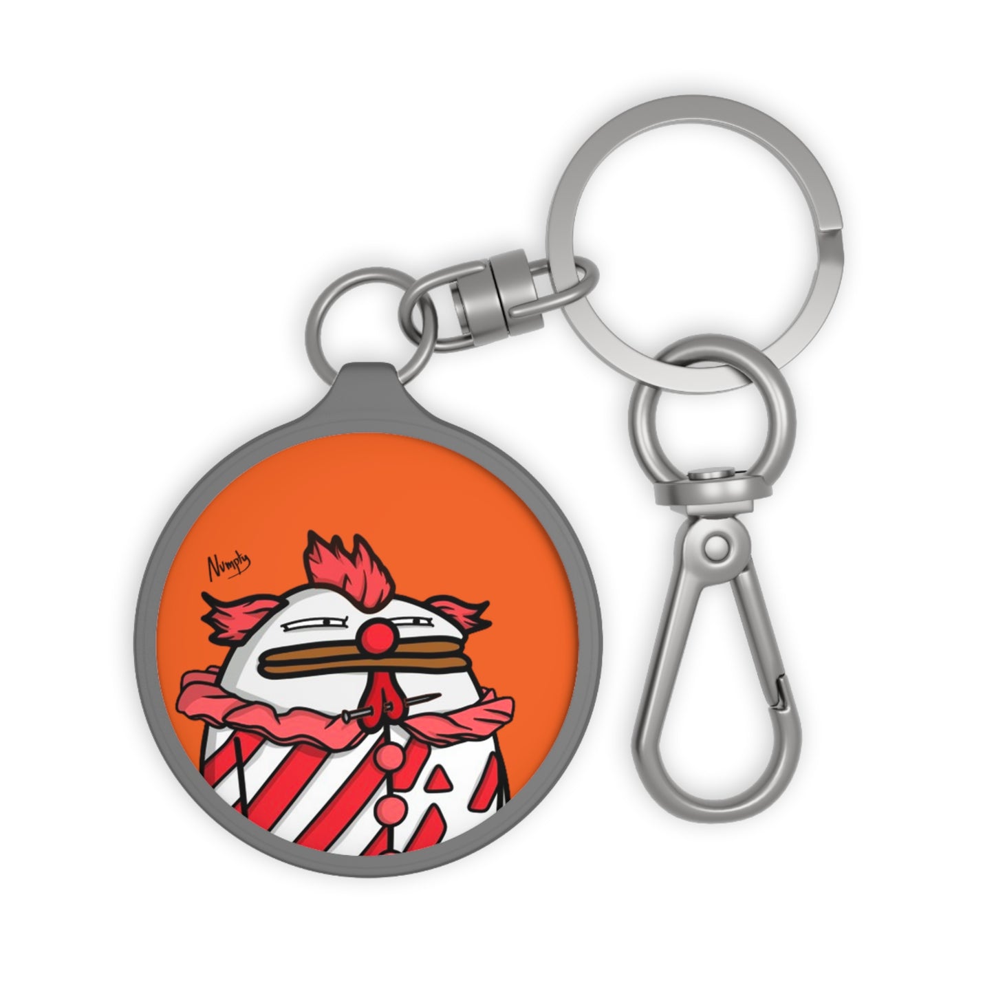 Pepe Portraits Keyring Tag COQ INU 0x420 Orange back ground with Numpty Signature #Clown by Numpty