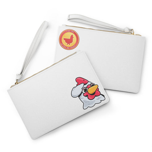 Gravy Fan Art Clutch Bag on White Bag COQ Salute Head with COQ INU Logo (0x420 INU Shop)