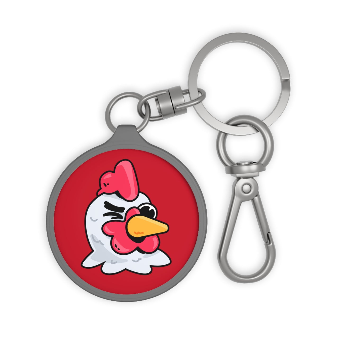 Keyring Tag COQ INU 0x420 Red back ground COQ head Wink by Gravy