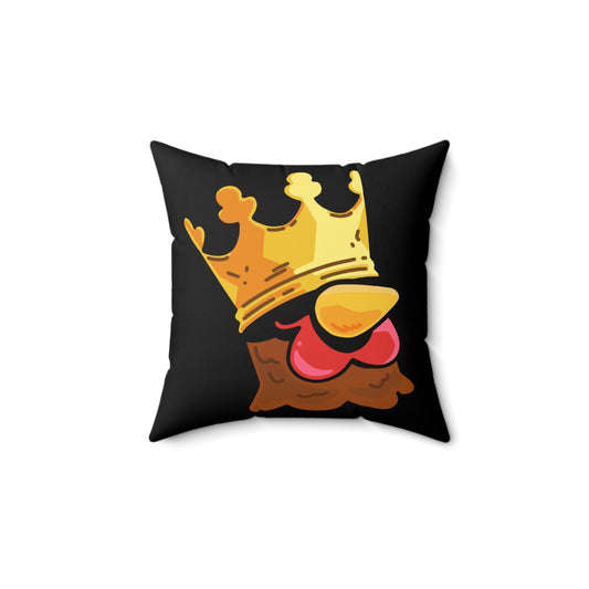 Black Spun Polyester Square Pillow COQ INU 0x420 Crown Head with White Text Fan Art by Gravy