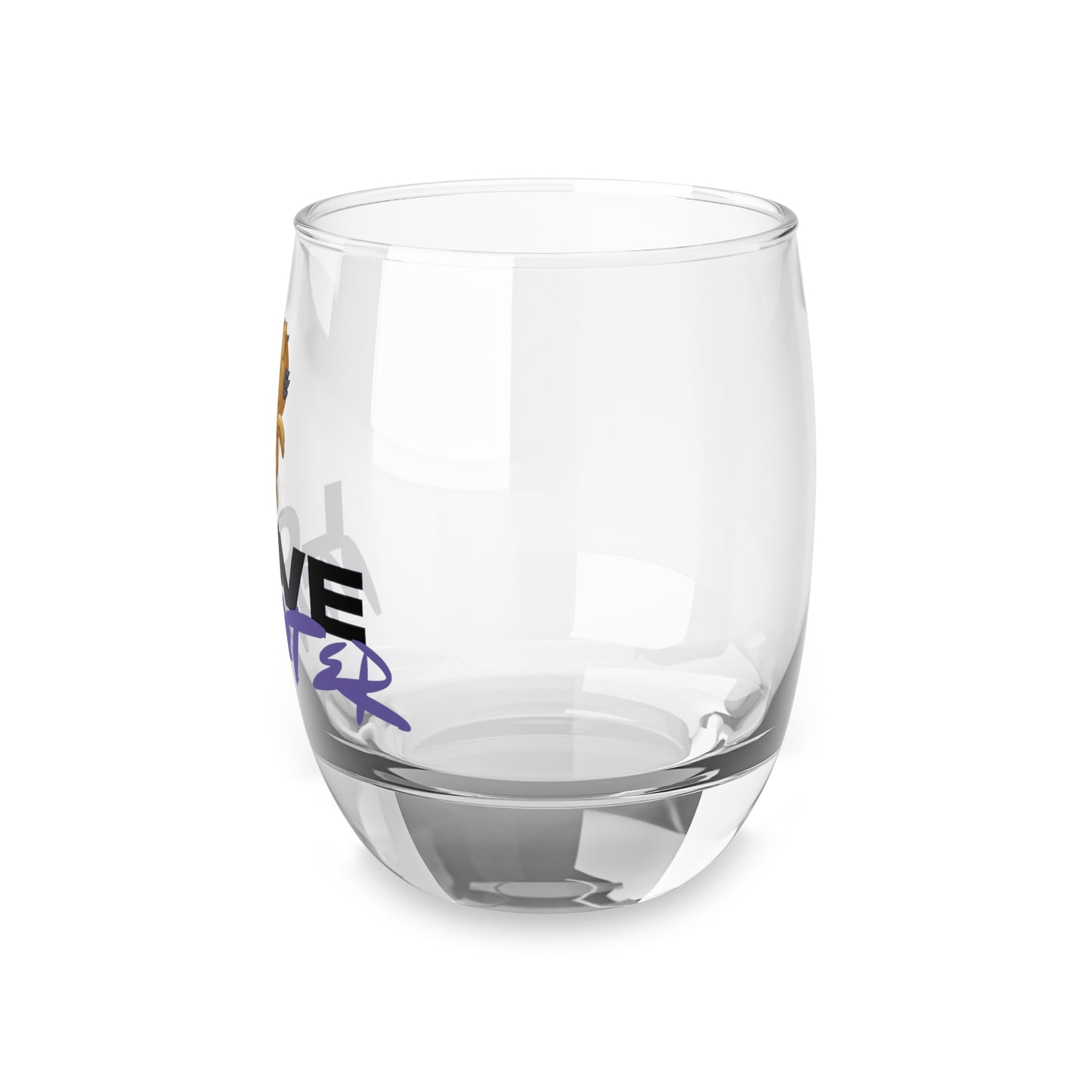 Love Monster Whiskey Glass Logo Text with Patrick Walking