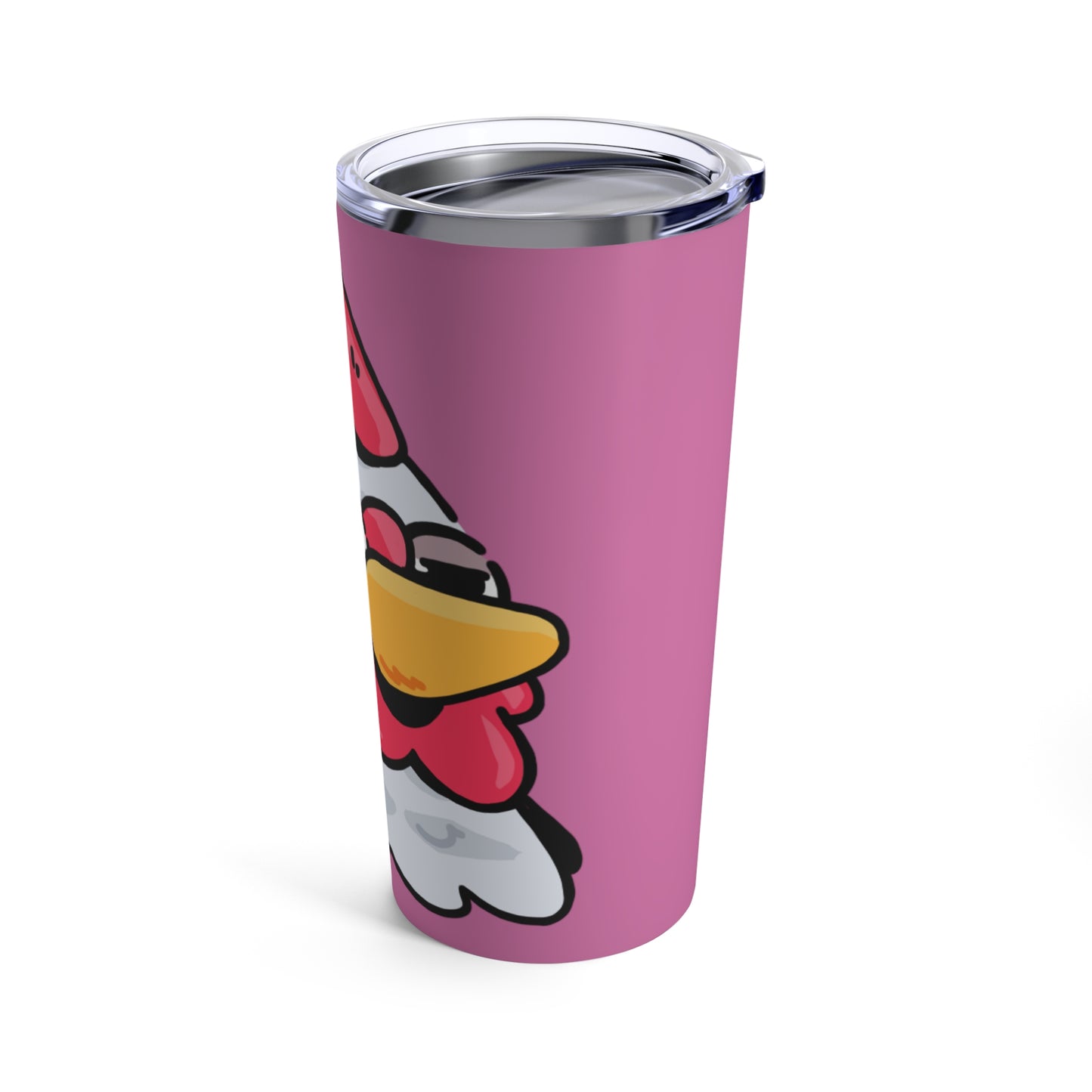 Gravy Fan Art Tumbler 20oz COQ Head Salute, on Pink Background, Funny Chicken (Chikn)