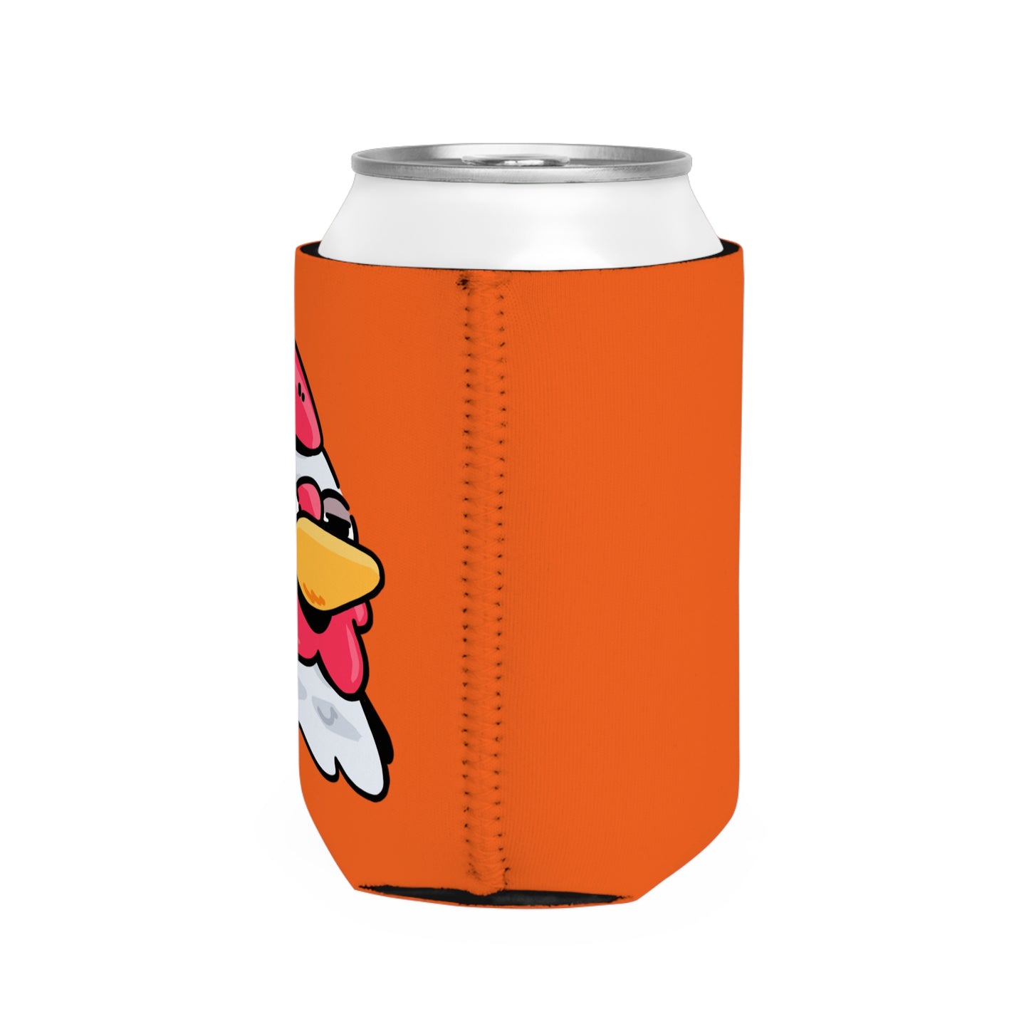 Orange Can Cooler Sleeve Fan Art COQ INU Salute Head 0x420 Black Text by Gravy