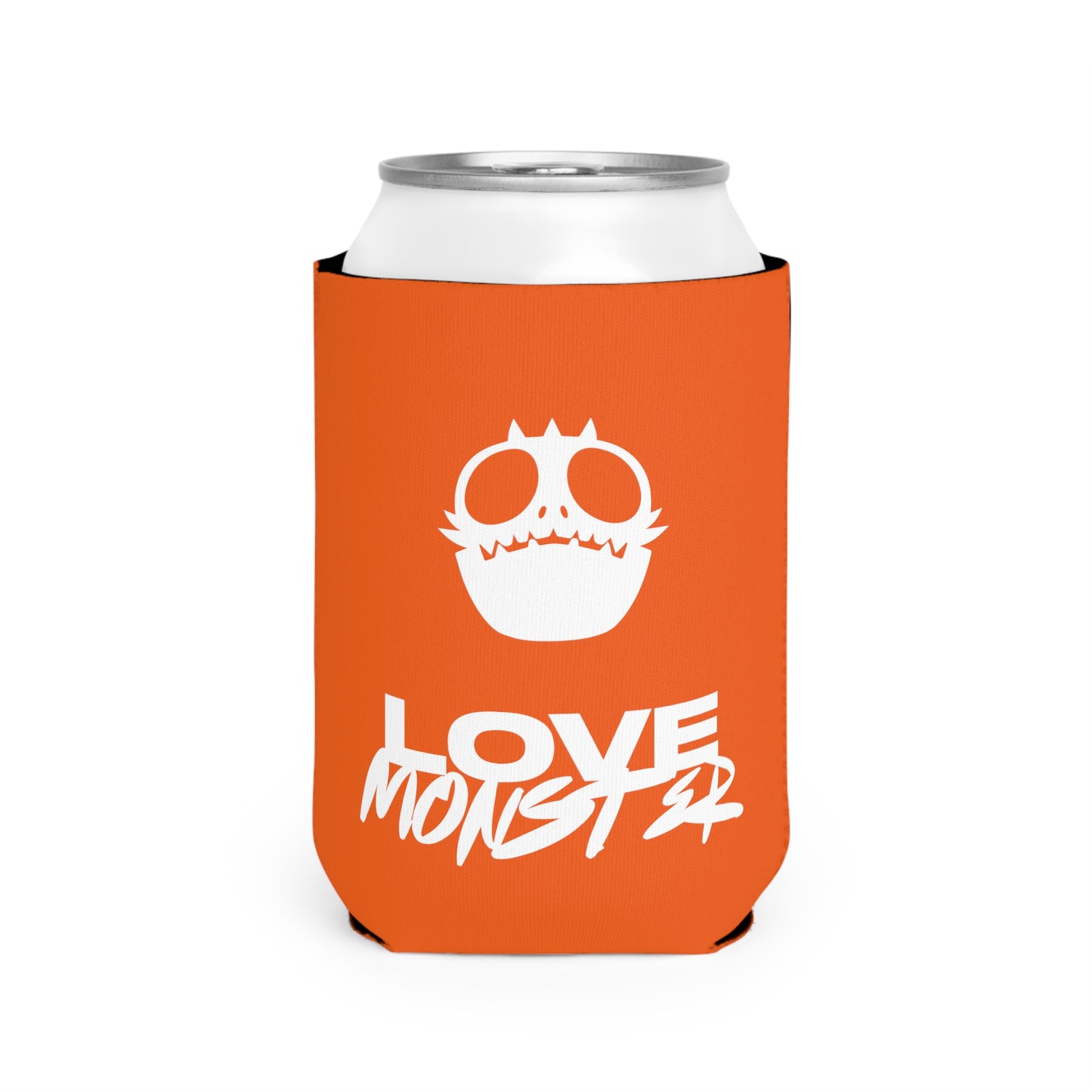 Love Monster Can Cooler Sleeve White Text & White Logo Emblem