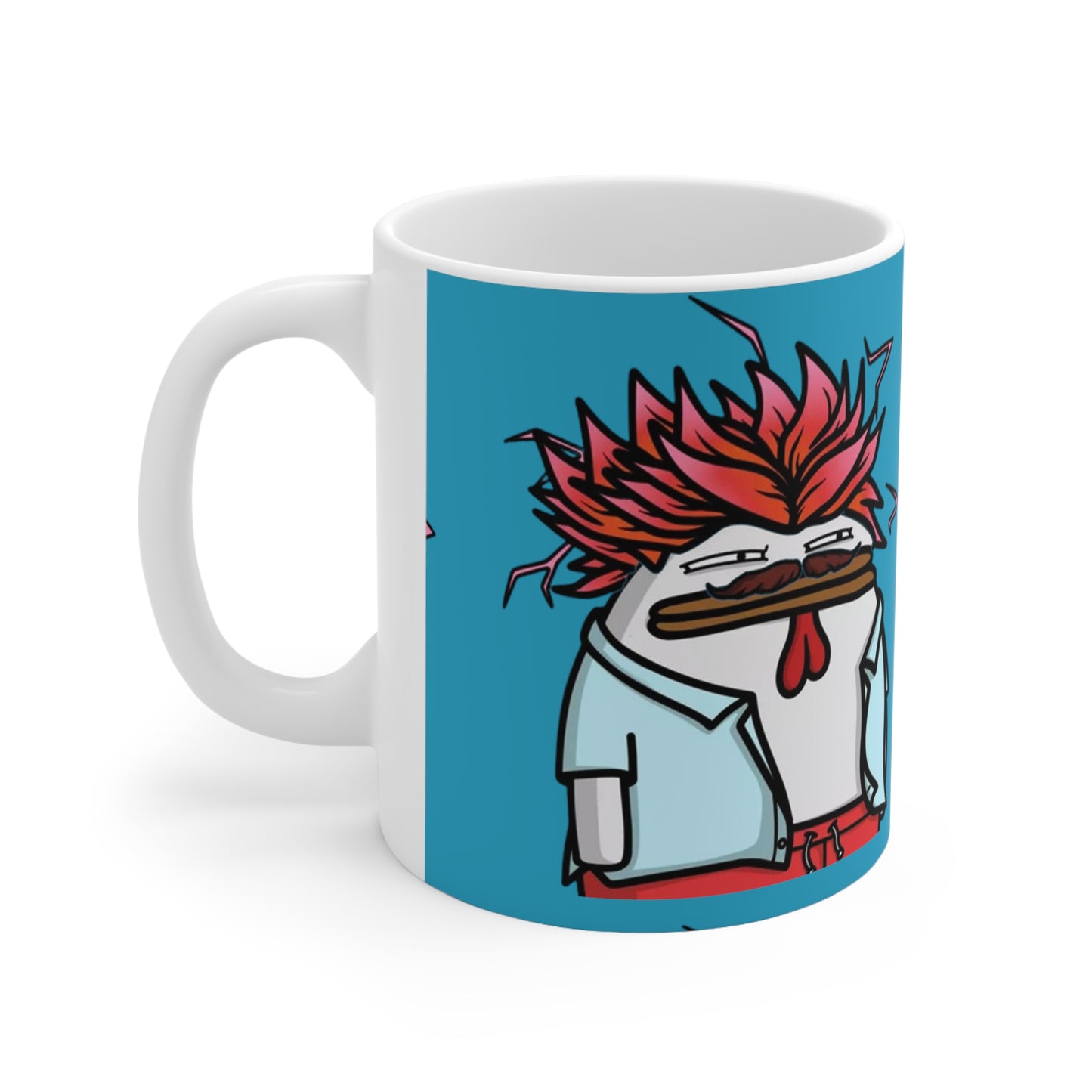 Pepe Portraits with Black Numpty Signature as Text; COQ INU 0x420 Turquoise Print Ceramic Mug 11oz #2720