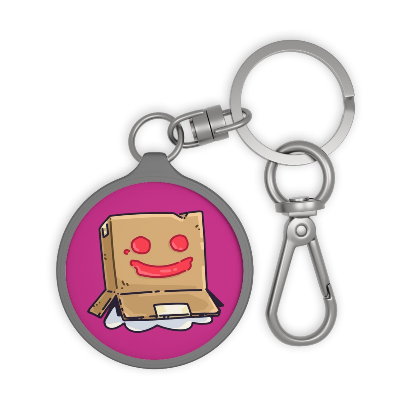 Keyring Tag COQ INU 0x420 Hot Pink back ground COQ Boxhead by Gravy