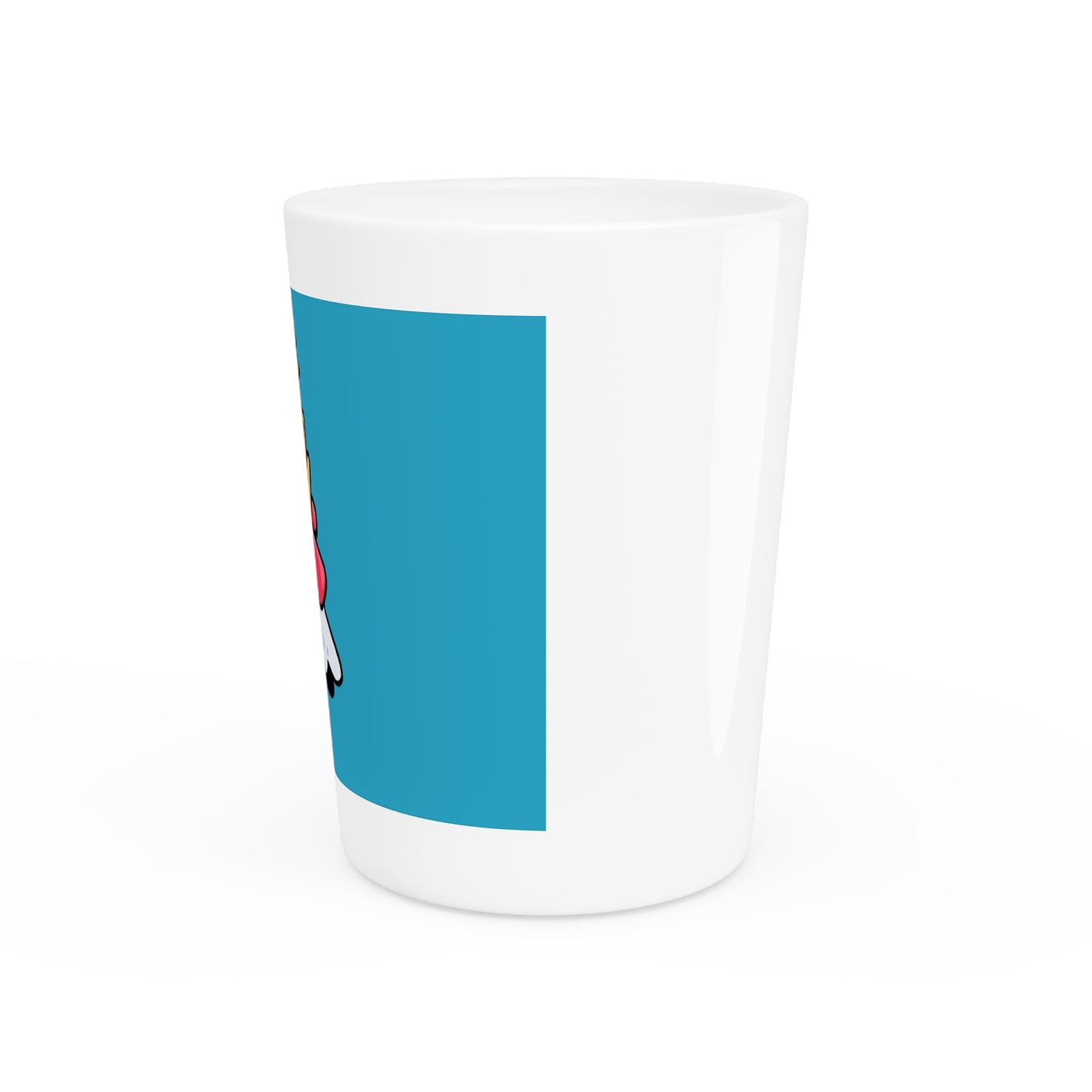 Gravy Fan Art Shot Glass Fan Art COQ Whistle Head on Turquoise background (0x420 INU Store)