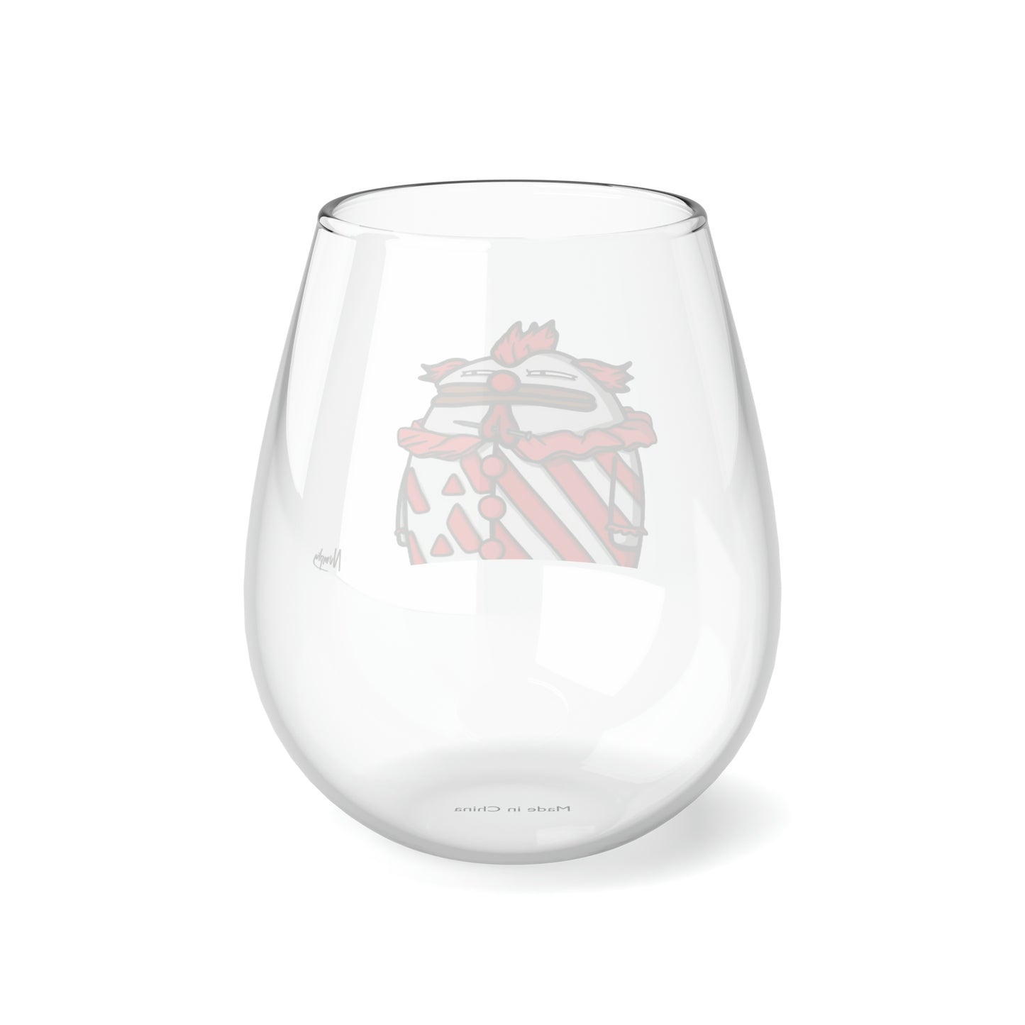 Pepe Portraits COQ INU with Black Text by Numpty Signature Stemless Wine Glass, 11.75oz #Clown by Numpty