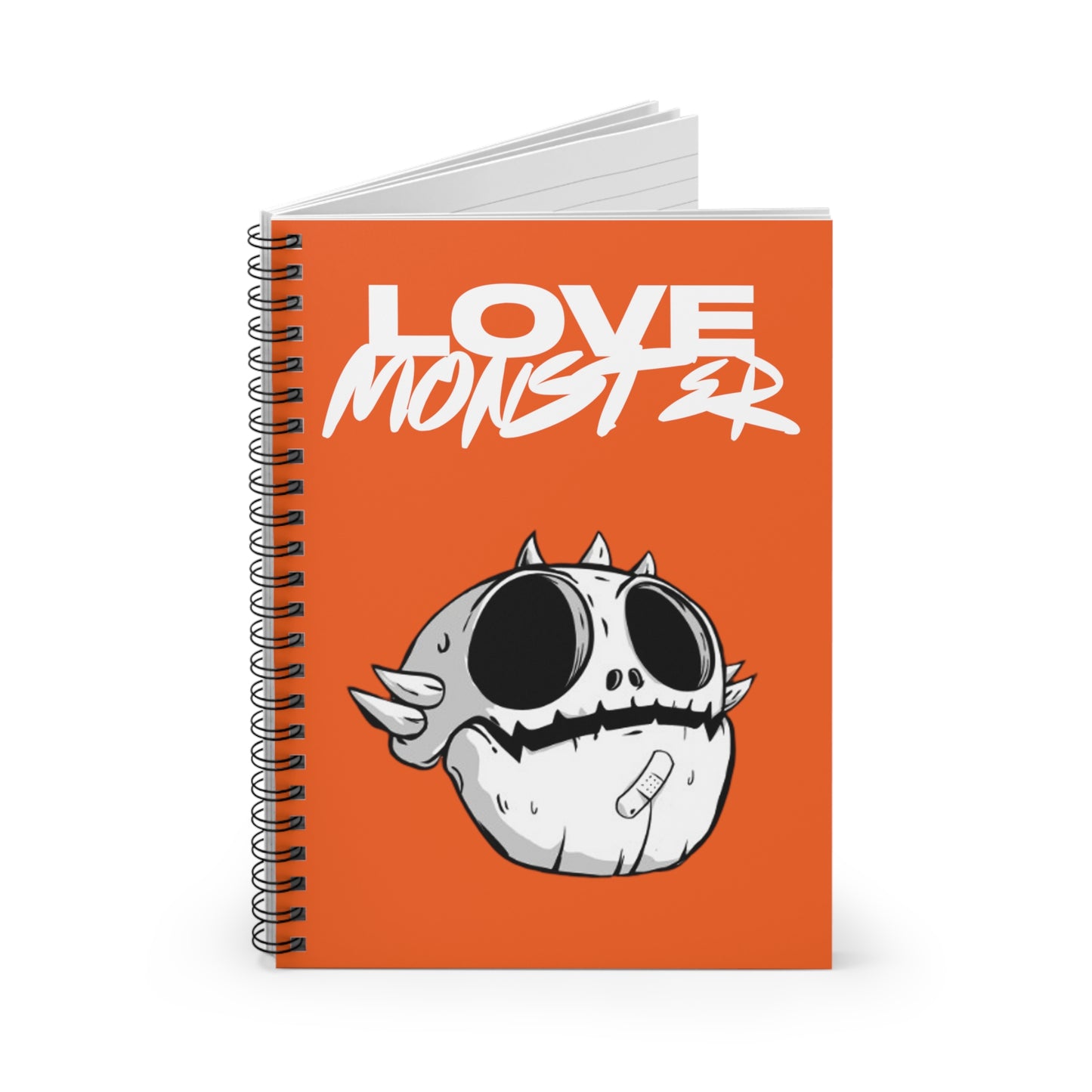 Spiral Notebook - Ruled Line Love Monster Skully Head White Logo Text