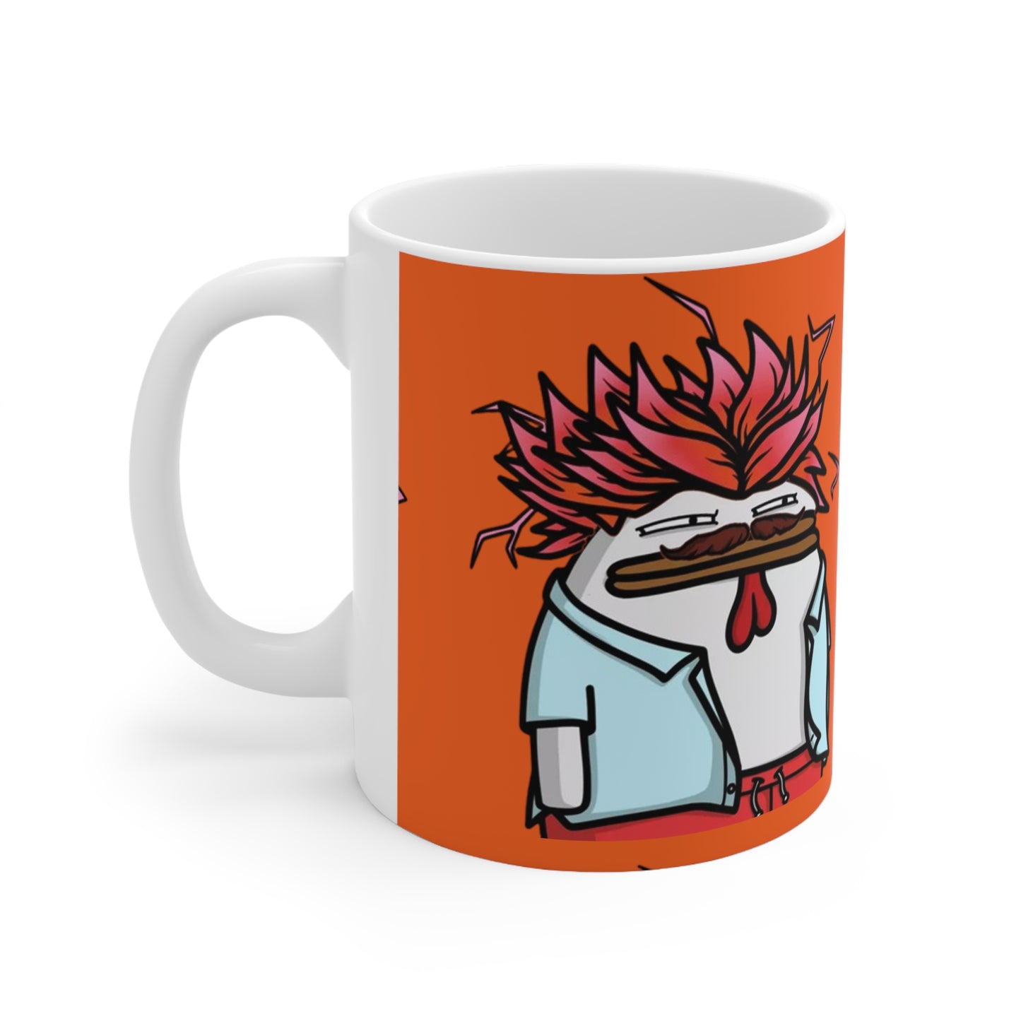 Pepe Portraits with Black Numpty Signature as Text; COQ INU 0x420 Orange Print Ceramic Mug 11oz #2720