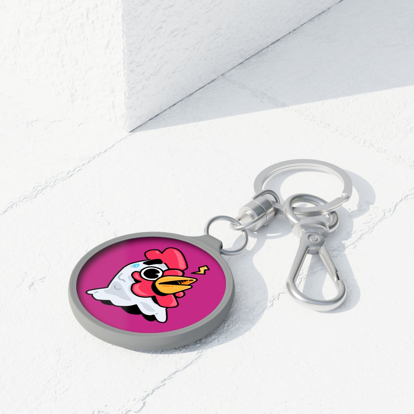 Keyring Tag COQ INU 0x420 Hot Pink back ground COQ Alarmed by Gravy