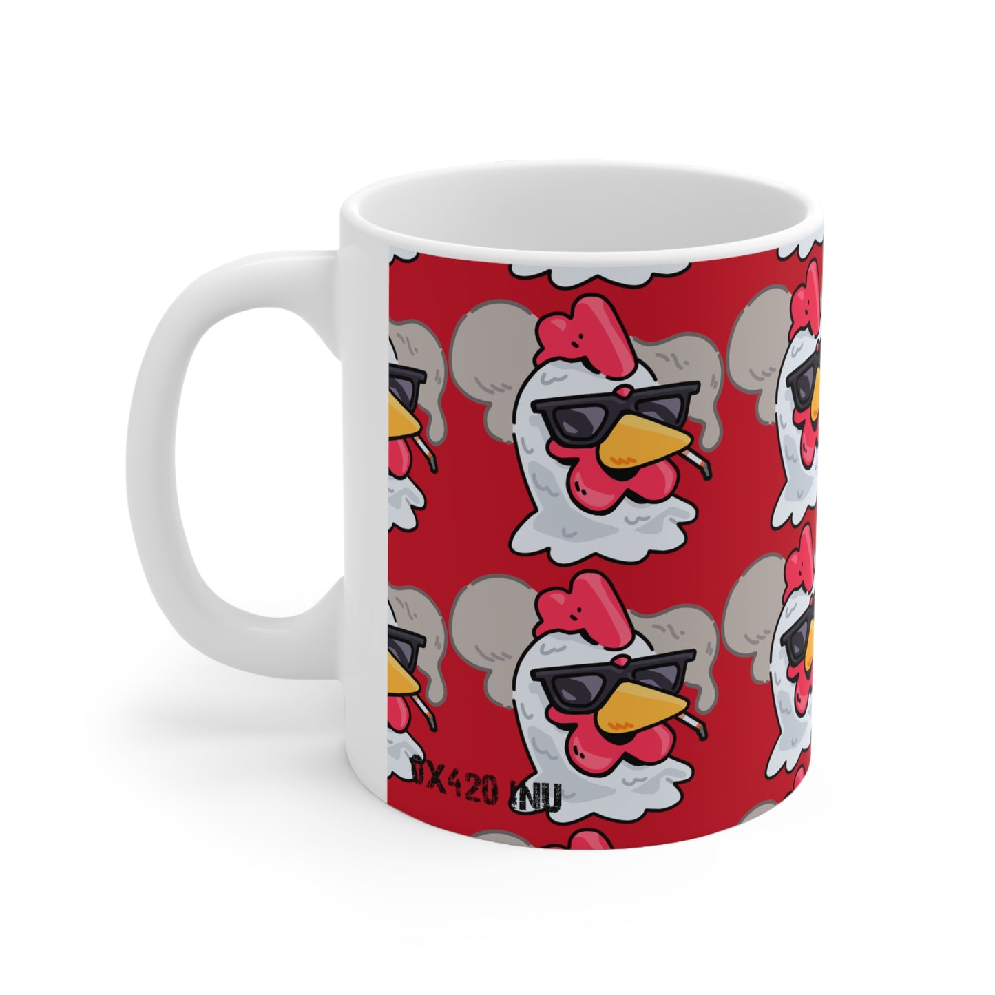 Gravy Smoking Head Fan Art with Black Text; COQ INU 0x420 Red Print Ceramic Mug 11oz