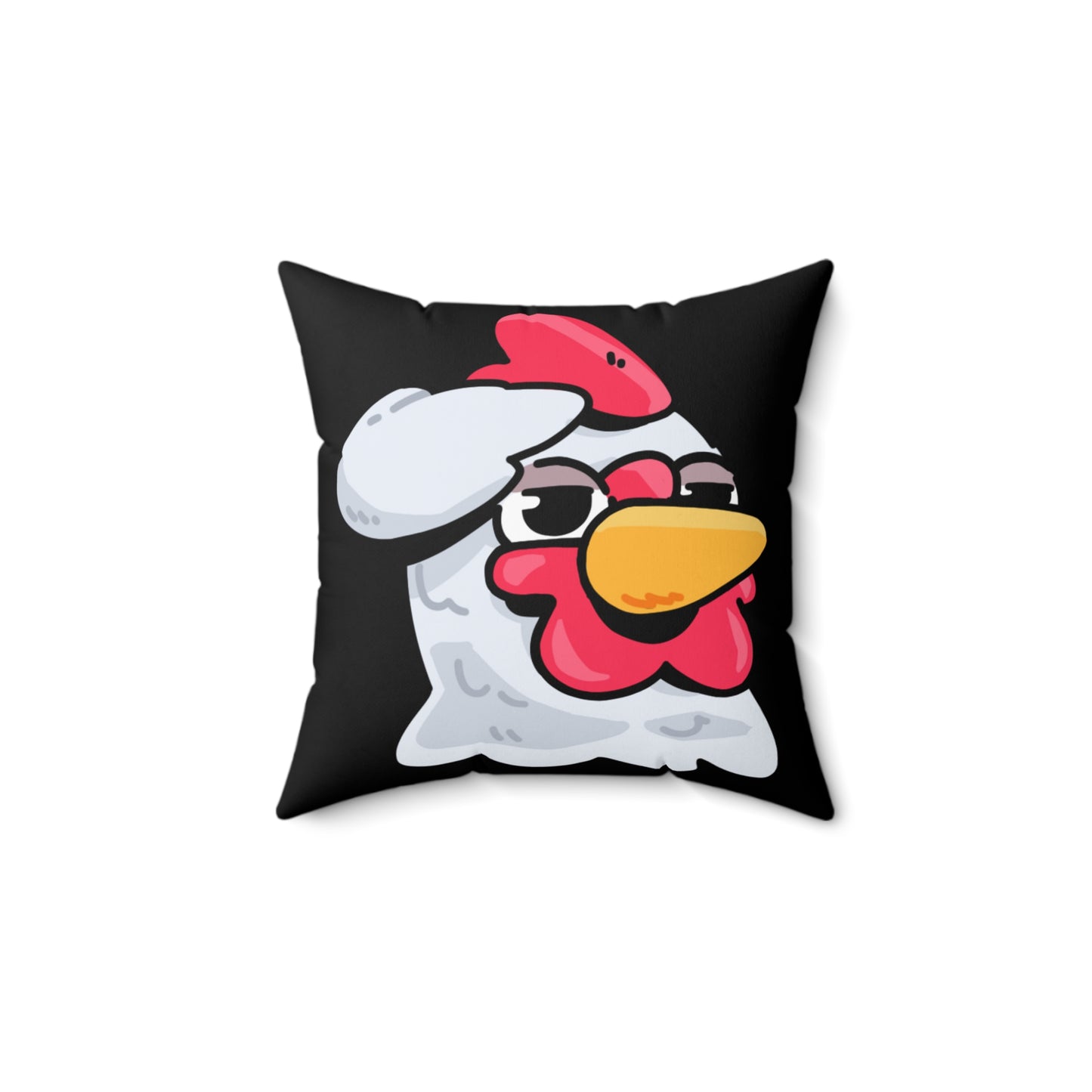 Black Spun Polyester Square Pillow COQ INU 0x420 Salute Head with White Text Fan Art by Gravy