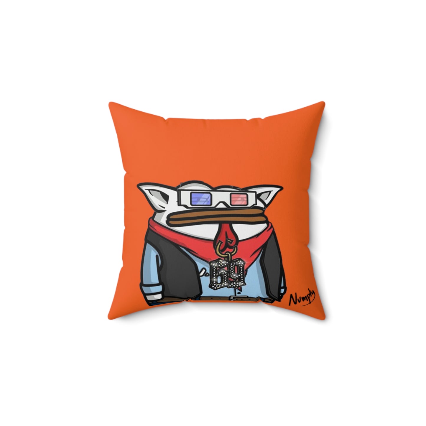 Orange Spun Polyester Square Pillow Pepe Portraits signature by Numpty (COQ INU 0x420) # 69 Accessory