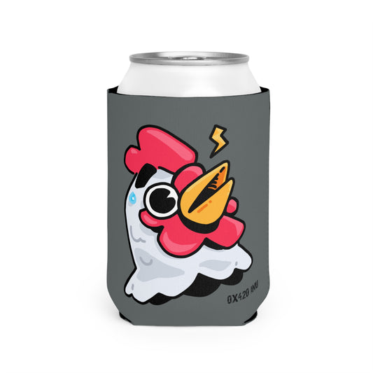 Dark Grey Can Cooler Sleeve Fan Art COQ INU Whistle Head 0x420 Black Text by Gravy