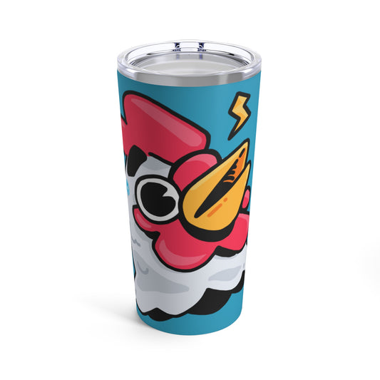 Gravy Fan Art Tumbler 20oz COQ Head Whistle (0x420 Shop) on Turquoise Background, Pun on words COQ INU meme coin - Funny meme