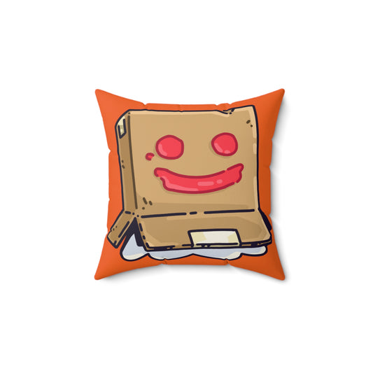 Orange Spun Polyester Square Pillow COQ INU 0x420 Box Head with White Text Fan Art by Gravy