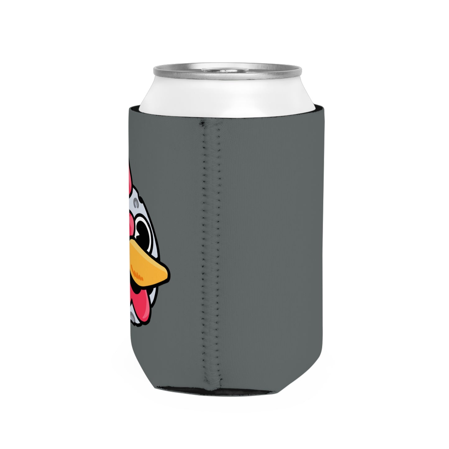 Dark Grey Can Cooler Sleeve Fan Art COQ INU Moon Head 0x420 Black Text by Gravy