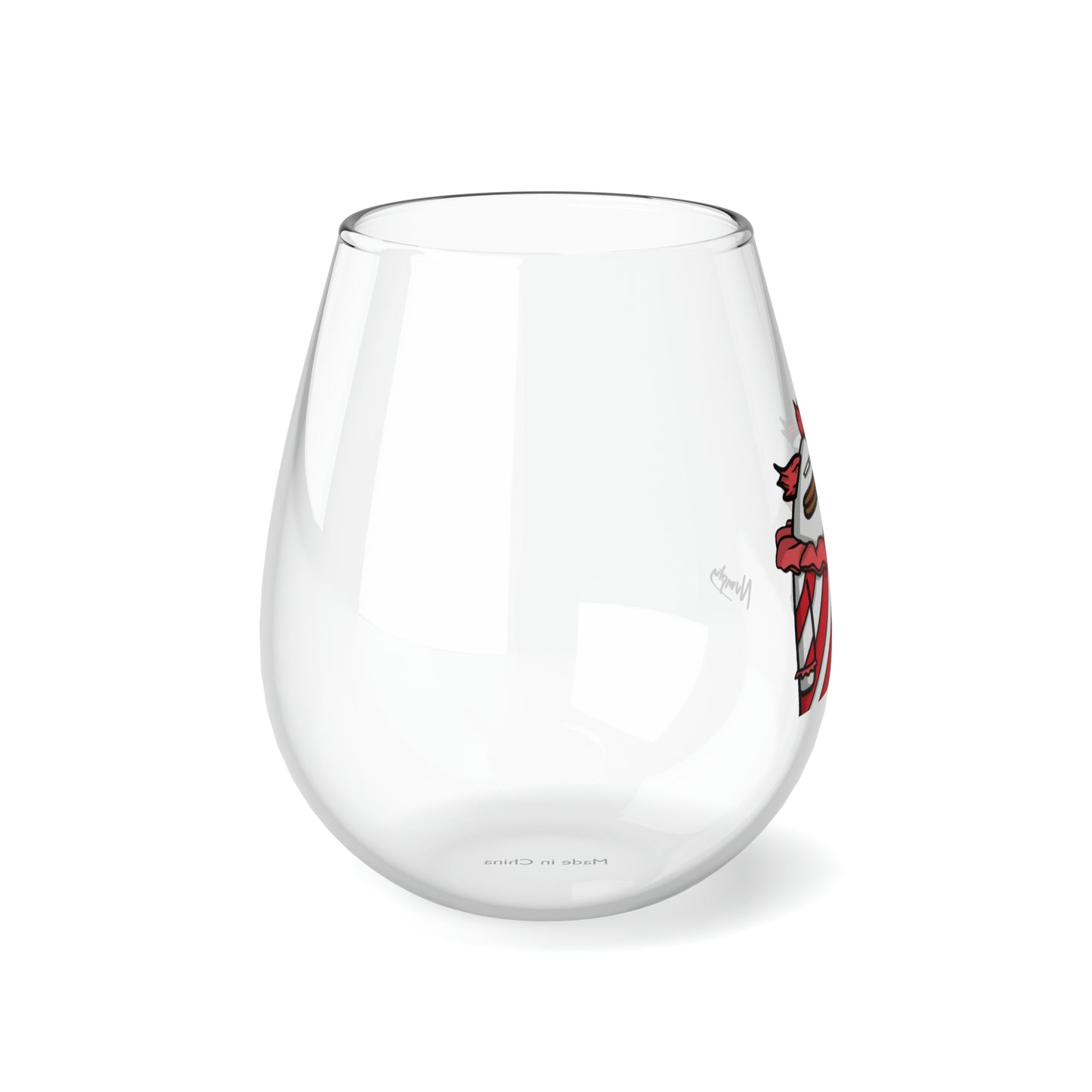 Copy of Pepe Portraits COQ INU, Black Text by Numpty Stemless Wine Glass, 11.75oz #14 by Numpty