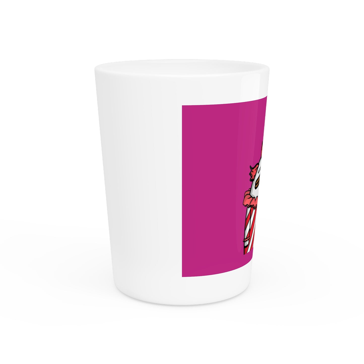 Pepe Portraits Shot Glass on Hot Pink background with Black Numpty Text as signature (0x420 INU Store) #Clown by Numpty