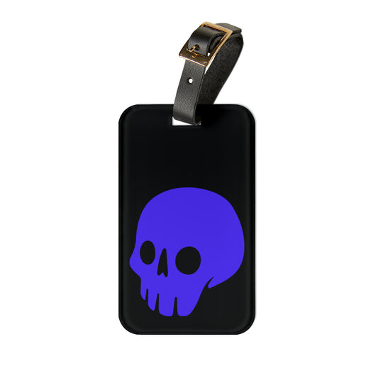 Luggage Tag with Purple Madskullz Purple Skull Logo on black