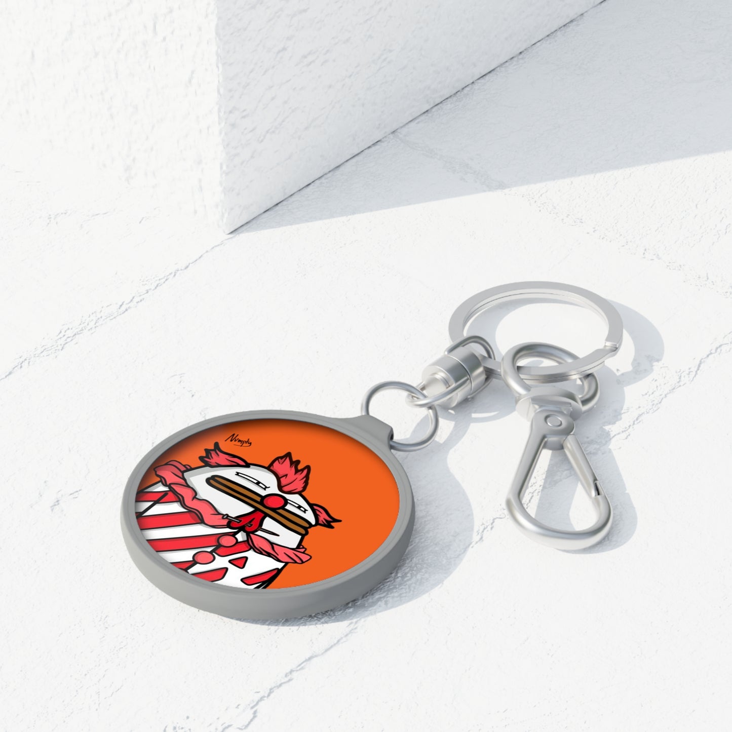 Pepe Portraits Keyring Tag COQ INU 0x420 Orange back ground with Numpty Signature #Clown by Numpty