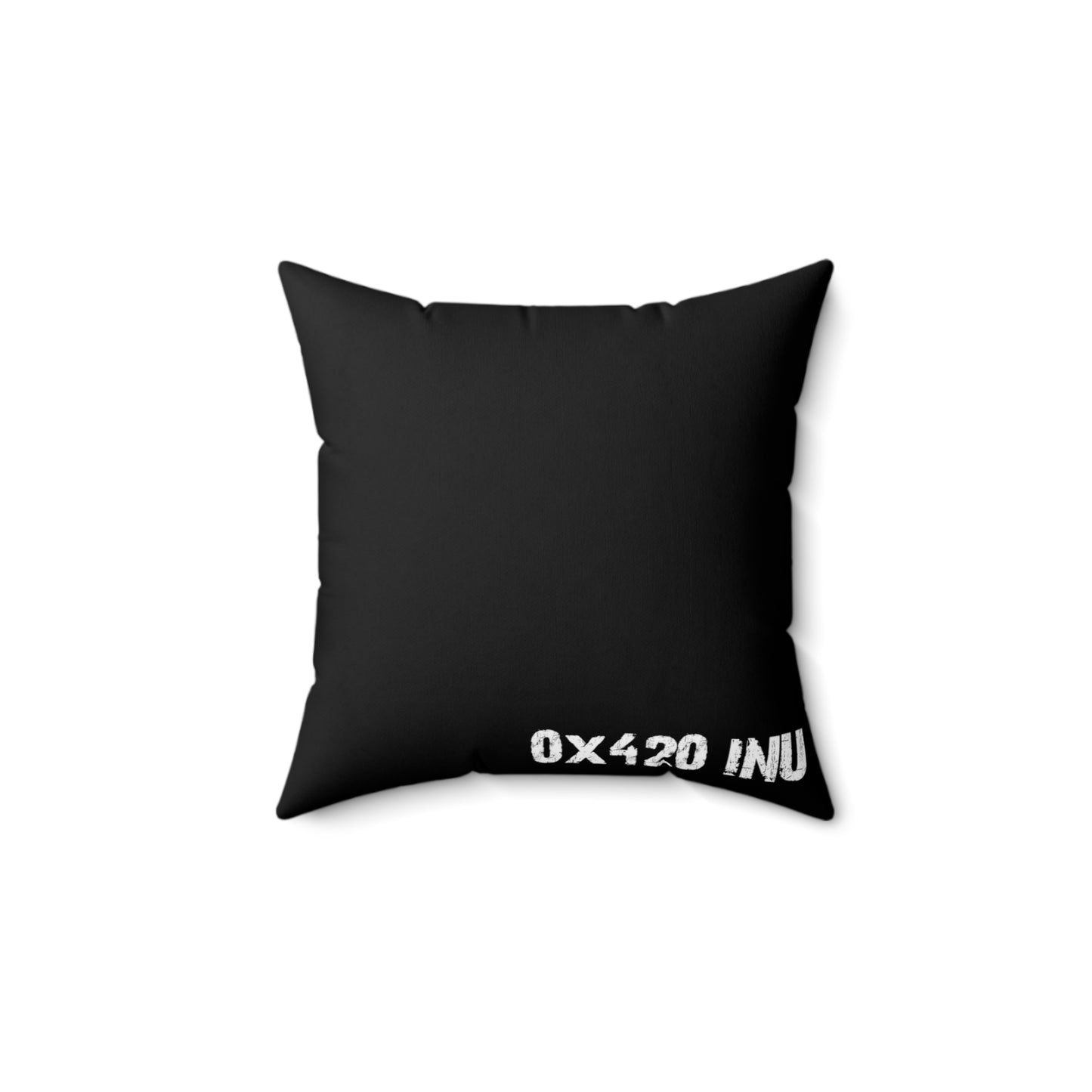 Black Spun Polyester Square Pillow COQ INU 0x420 Whistle Head with White Text Fan Art by Gravy