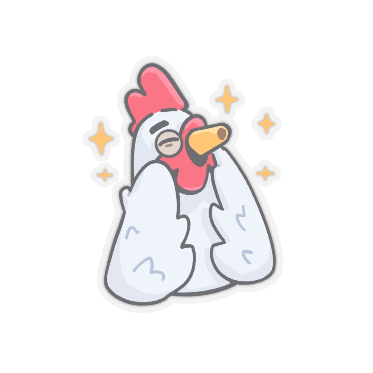 COQ Head Sticker, White Feels Good By Gravy, Funny Chicken (Chikn)