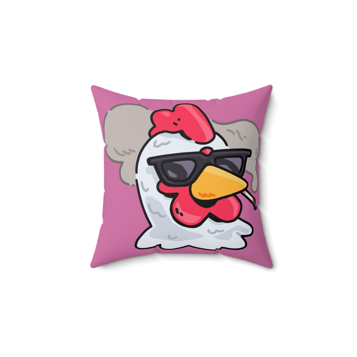 Light Pink Spun Polyester Square Pillow COQ INU 0x420 Smoking Head with White Text Fan Art by Gravy