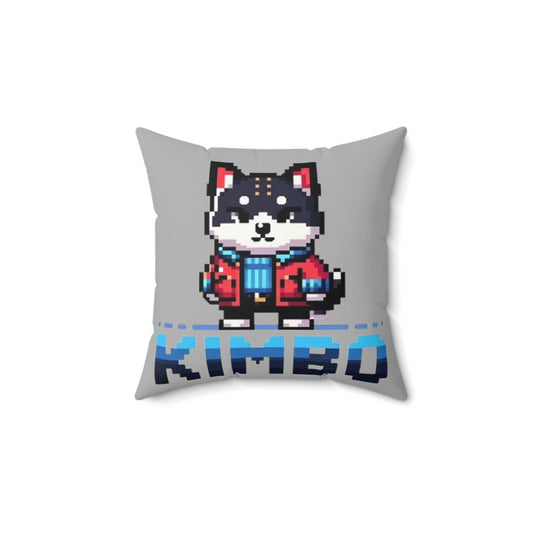 KIMBO Grey Spun Polyester Square Pillow 0x420 INU signature (COQ INU 0x420) #KIMBO Blue By Nifty