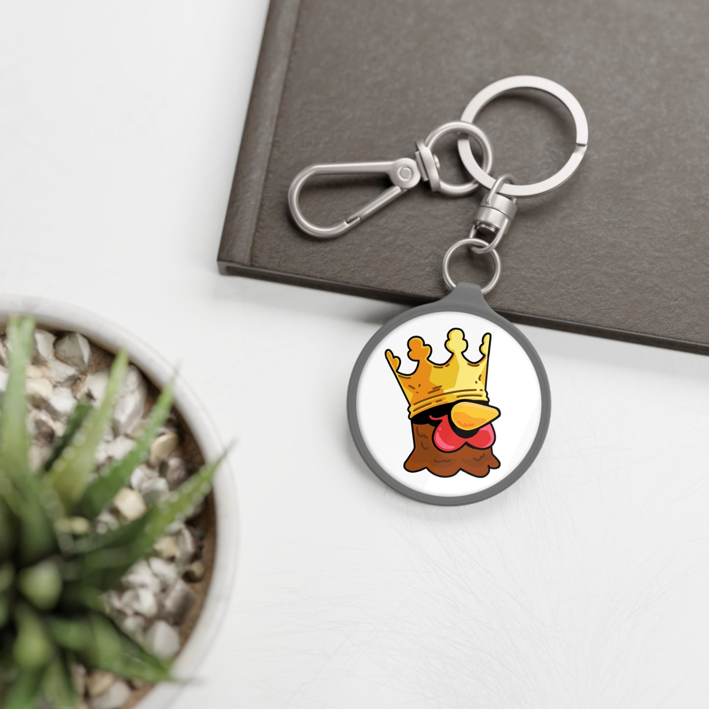 Keyring Tag COQ INU 0x420 White back ground COQ head Crown by Gravy