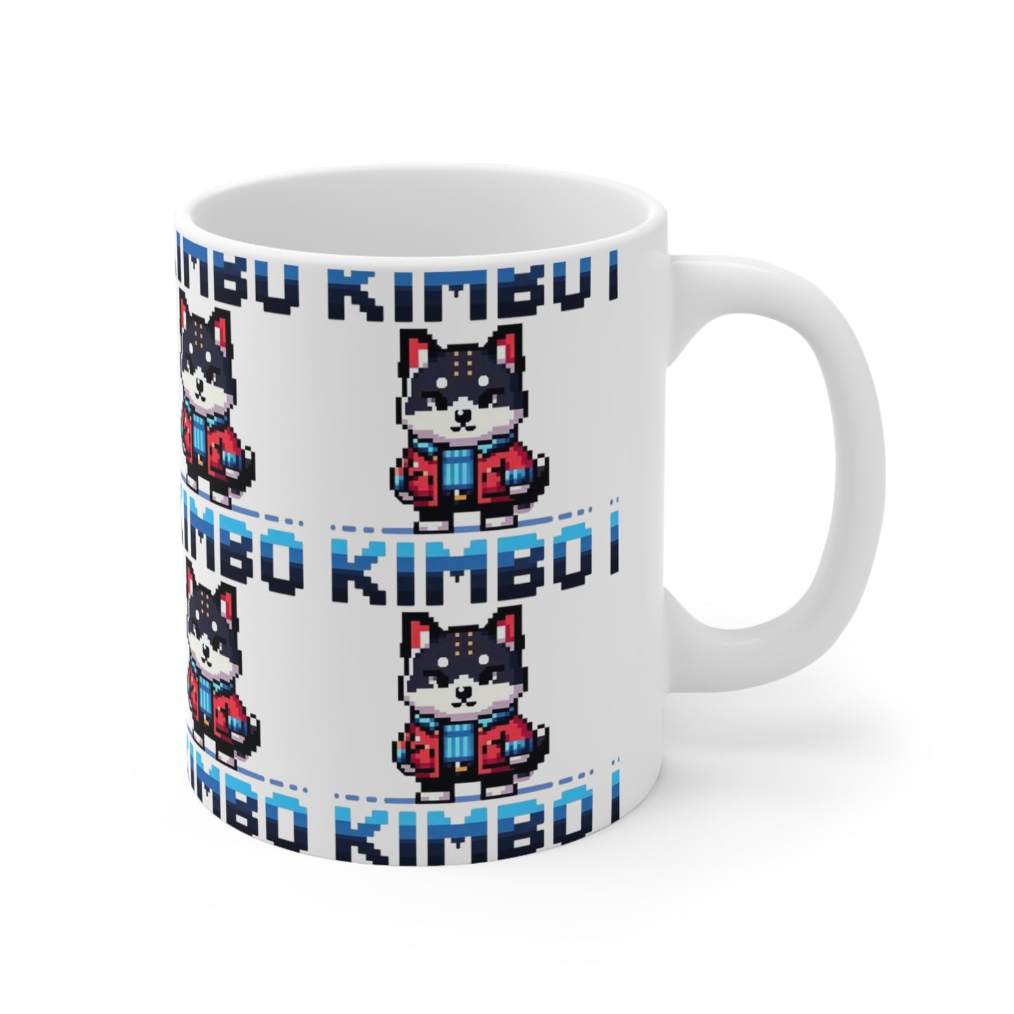 KIMBO White Print Ceramic Mug 11oz #KIMBO Blue By Nifty (COQ INU 0x420 shop)