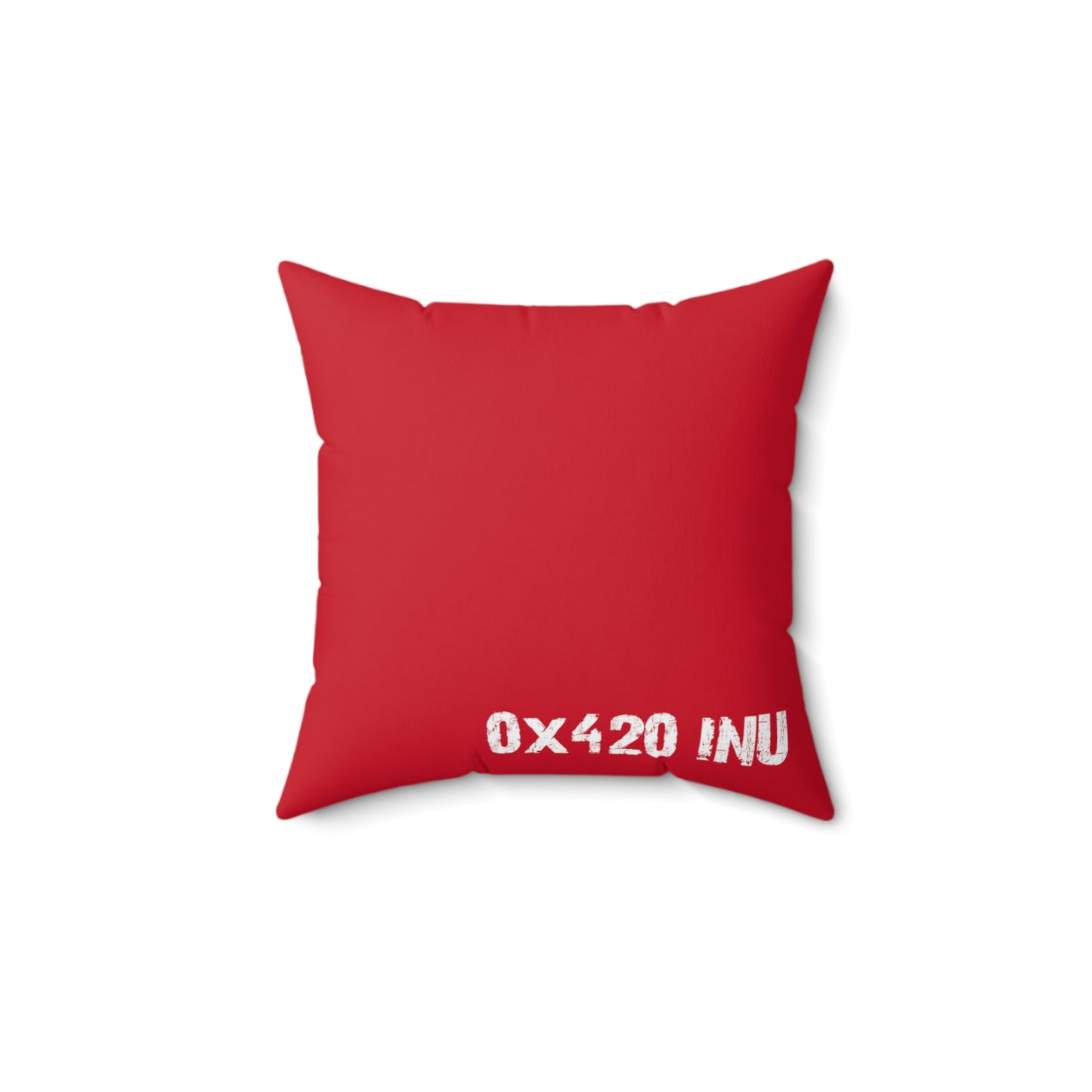 Red Spun Polyester Square Pillow COQ INU 0x420 Crown Head with White Text Fan Art by Gravy