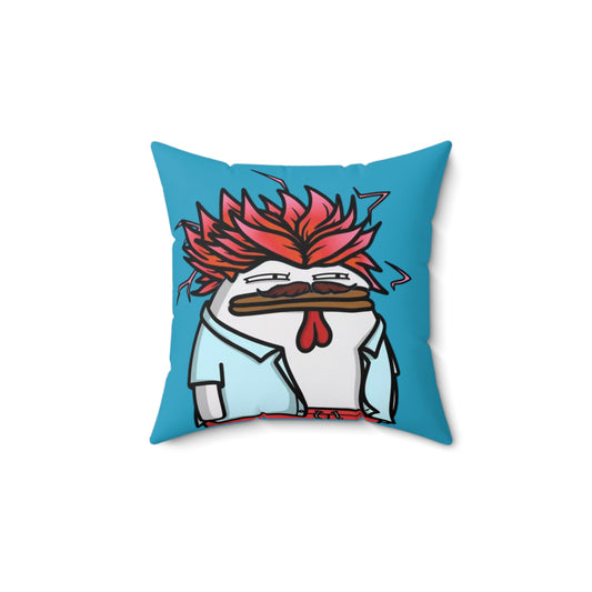 Turquoise Spun Polyester Square Pillow Pepe Portraits signature by Numpty (COQ INU 0x420) #2720