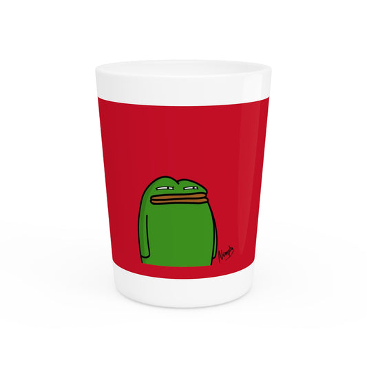 Pepe Portraits Shot Glass on Red background with Black Numpty Text as signature (0x420 INU Store) #14 by Numpty