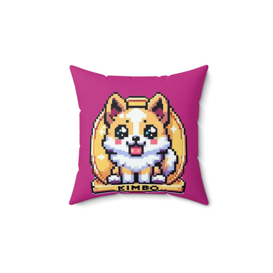 KIMBO Hot Pink Spun Polyester Square Pillow 0x420 INU signature (COQ INU 0x420) #KIMBO Gold By Nifty