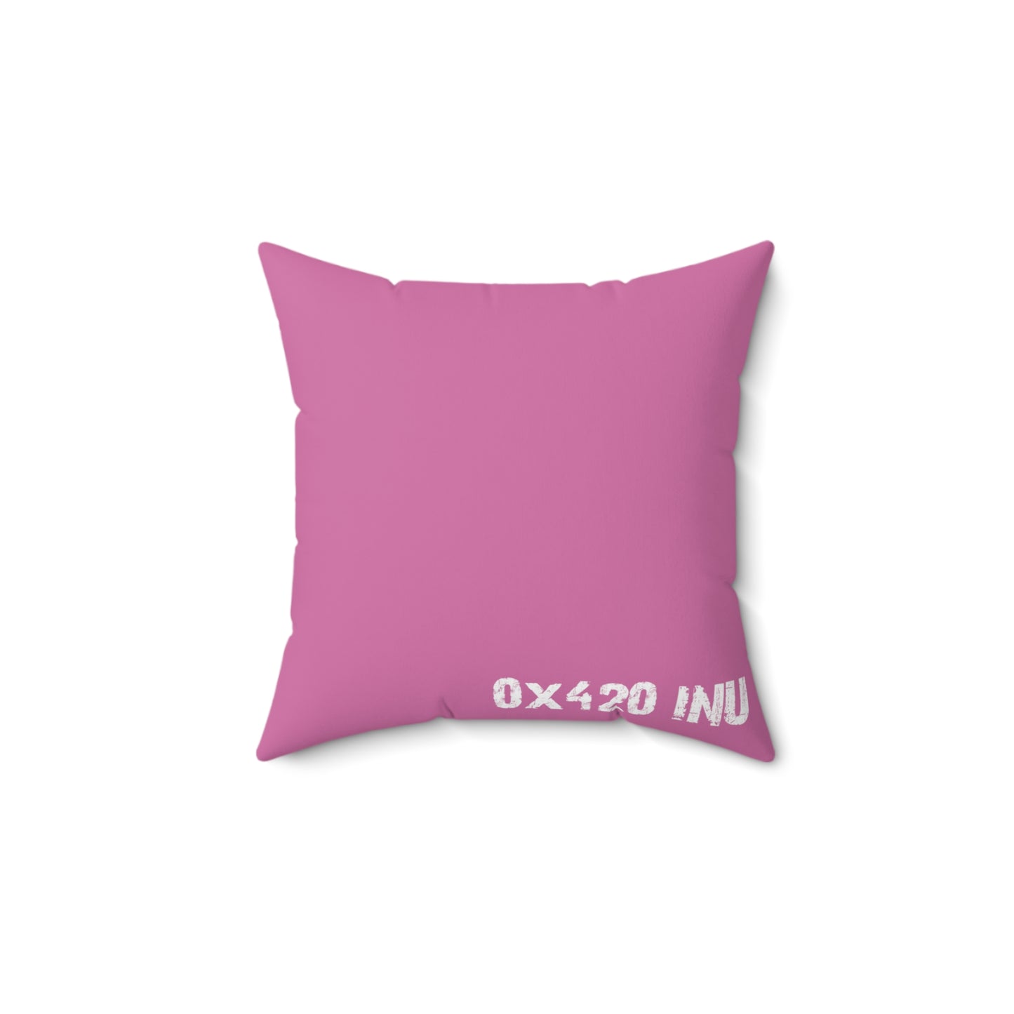 Light Pink Spun Polyester Square Pillow COQ INU 0x420 Moon Head with White Text Fan Art by Gravy