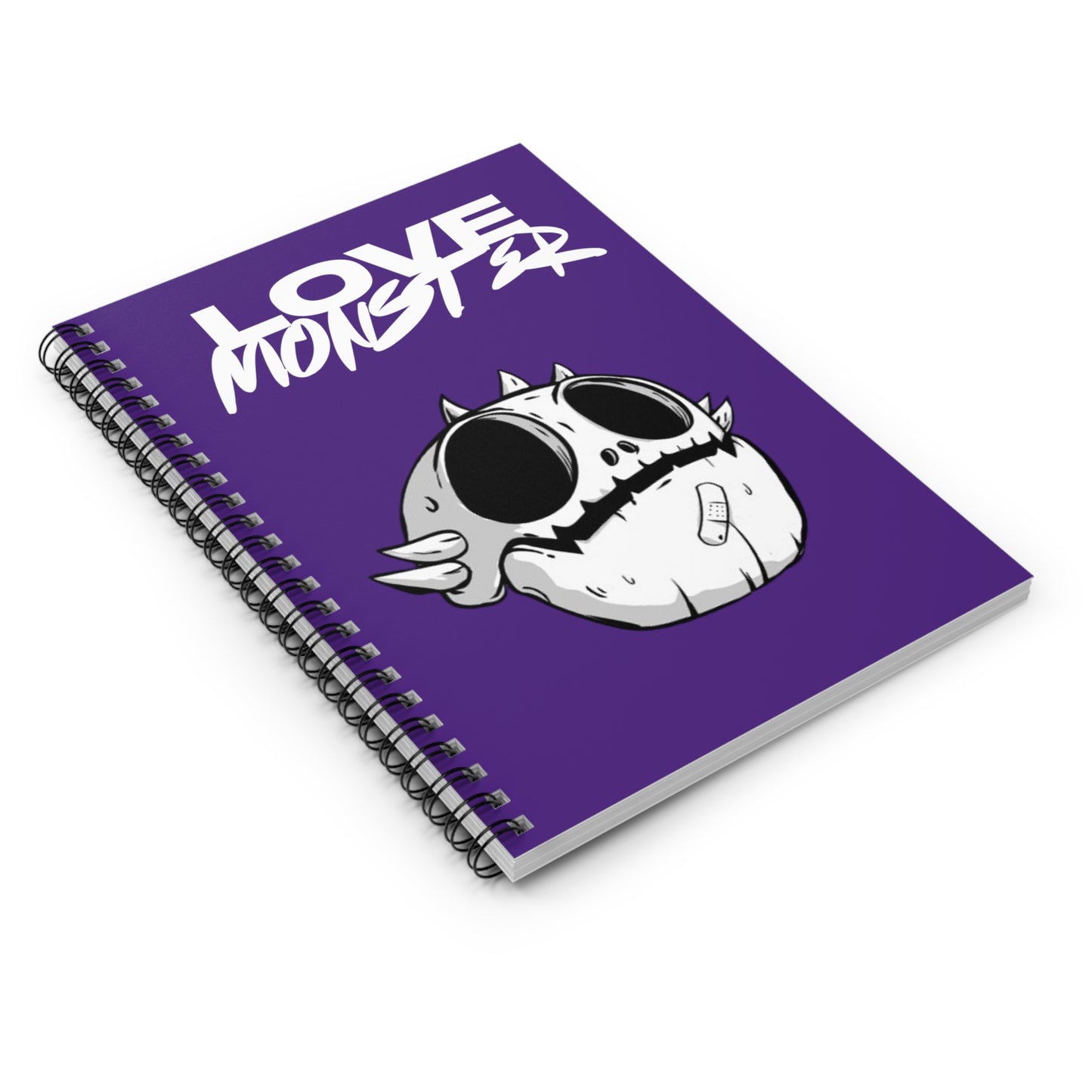 Spiral Notebook - Ruled Line Love Monster Skully Head - White Text Logo