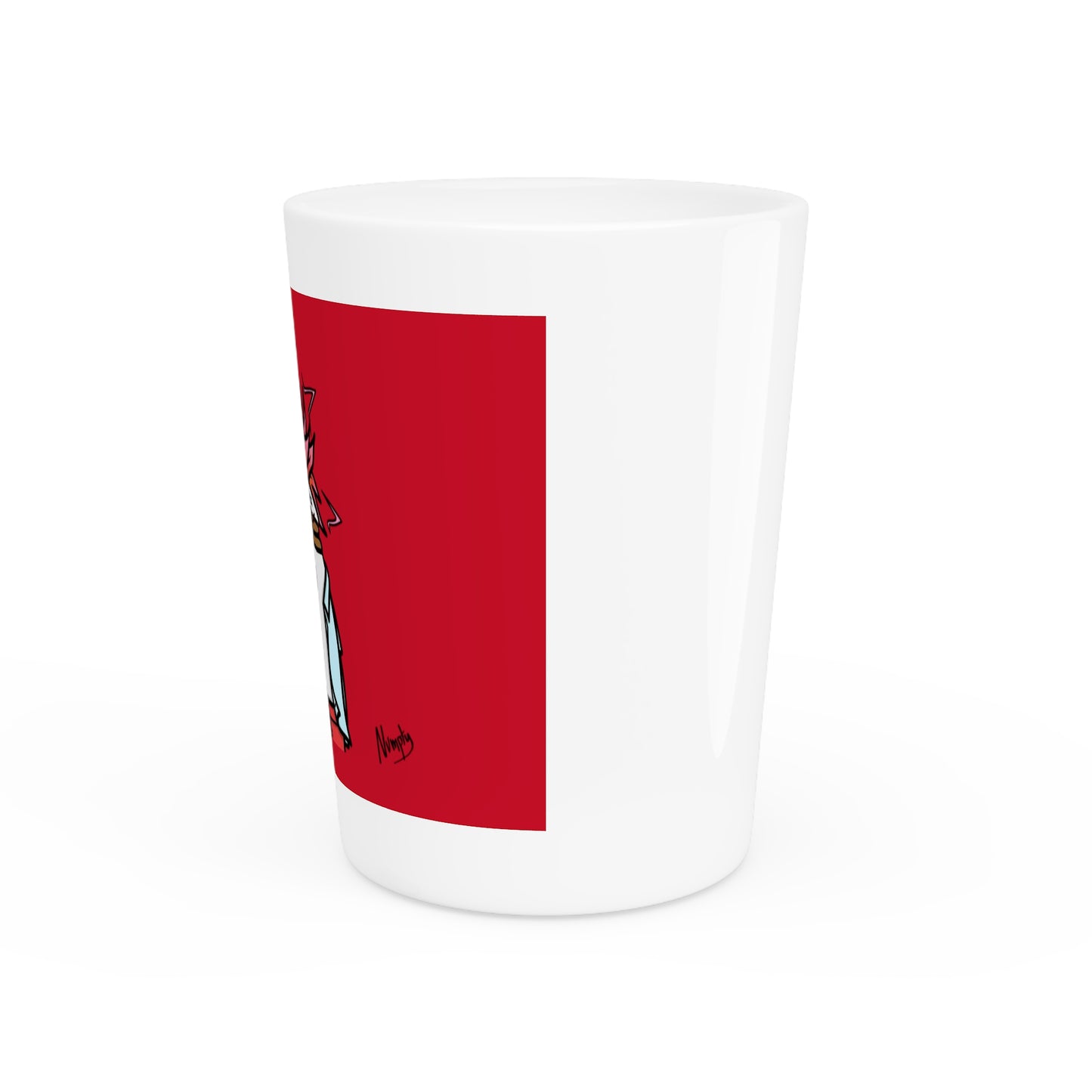 Pepe Portraits Shot Glass on Red background with Black Numpty Text as signature (0x420 INU Store) #2720