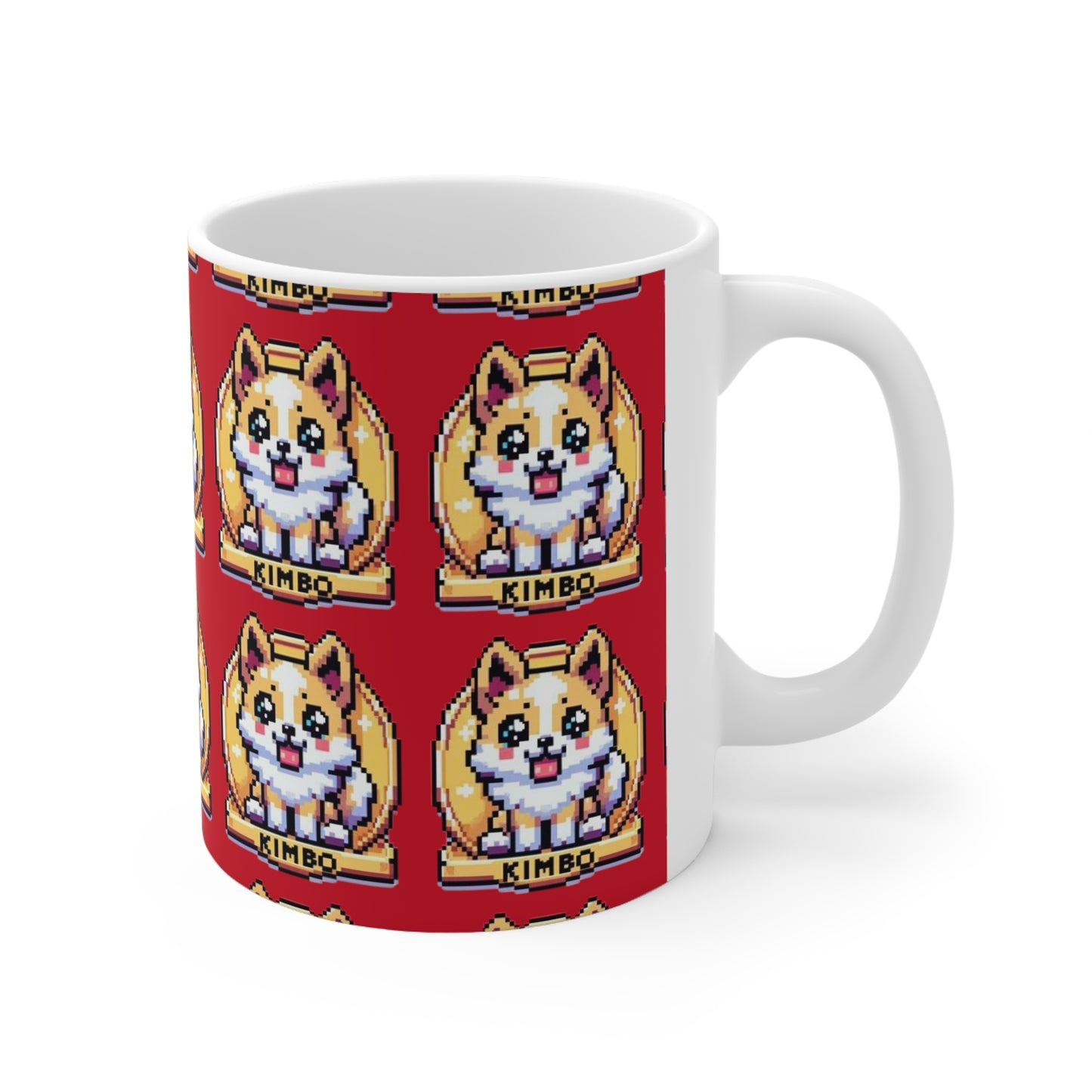 KIMBO Red Print Ceramic Mug 11oz #KIMBO Gold By Nifty (COQ INU 0x420 shop)