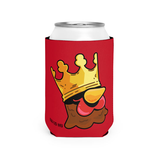 Red Can Cooler Sleeve Fan Art COQ INU Crown Head 0x420 Black Text by Gravy