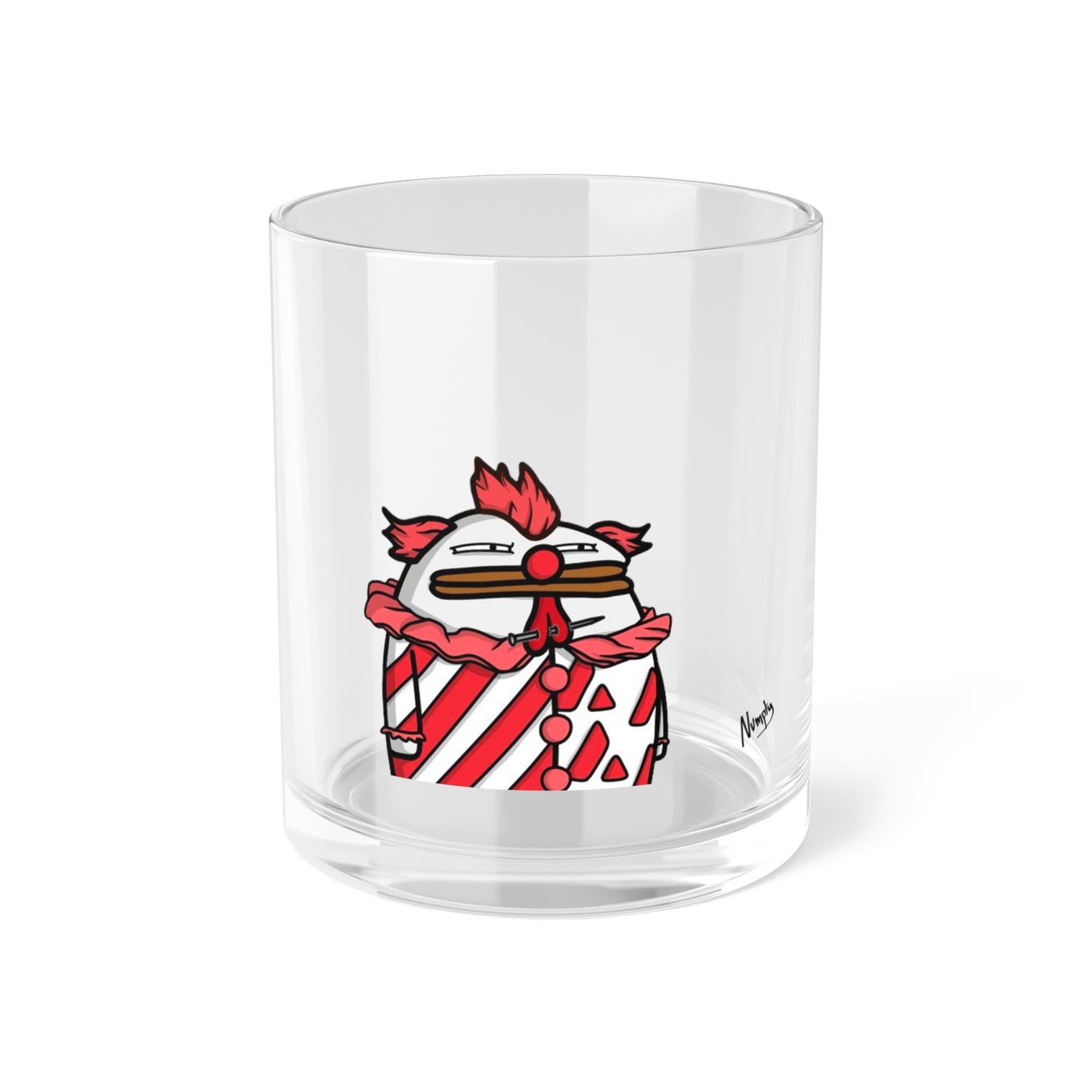 Pepe Portraits of COQ INU Bar Glass Black Text Signature by Numpty (0x420 INU Shop) #Clown by Numpty